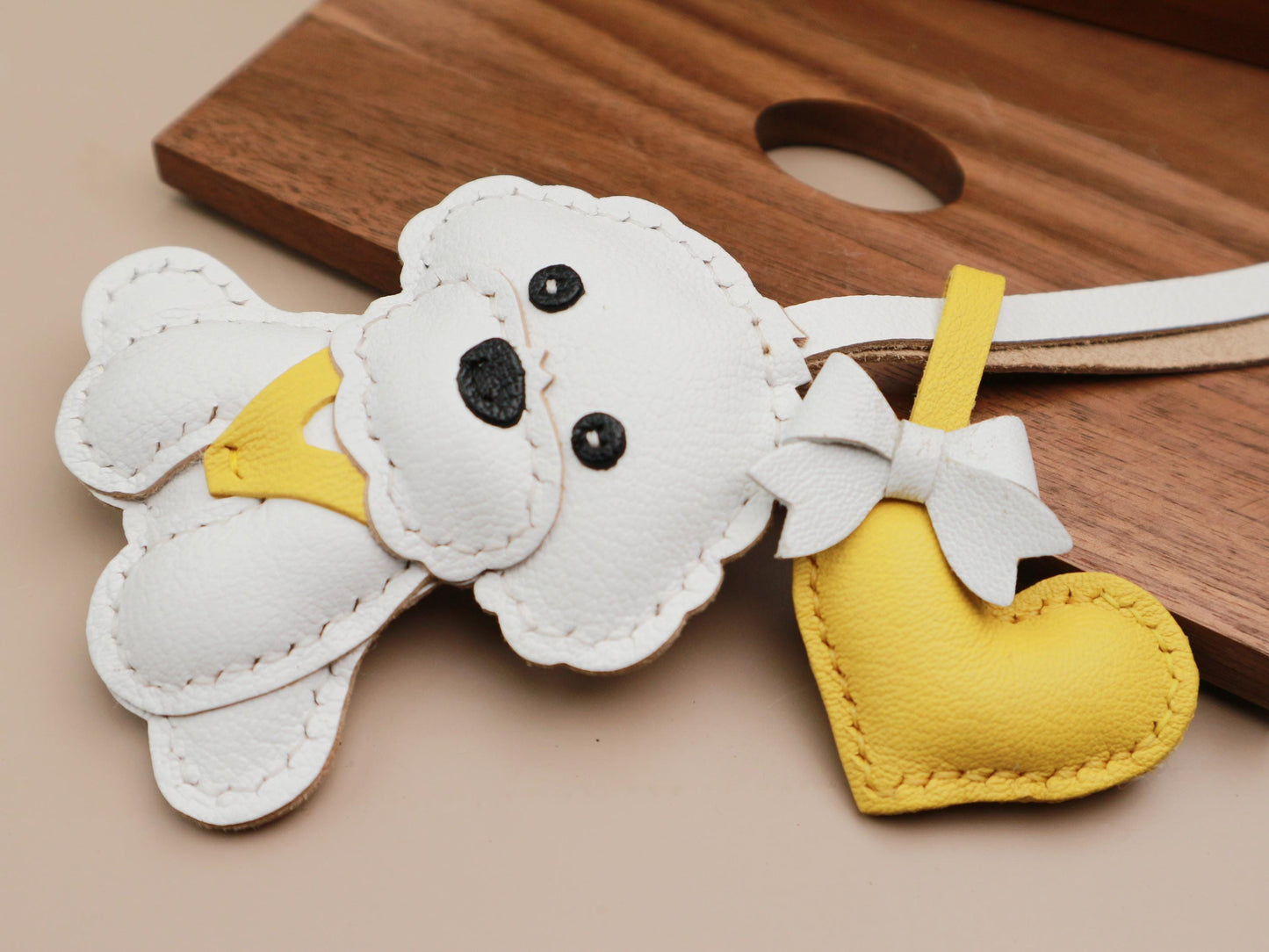 Personalized custom pets dog,Leather Bag Charm, Bichon frise Charm,Handbag and Purse Charm,dog Keychain,pets birthday Gift,dog mon gifts