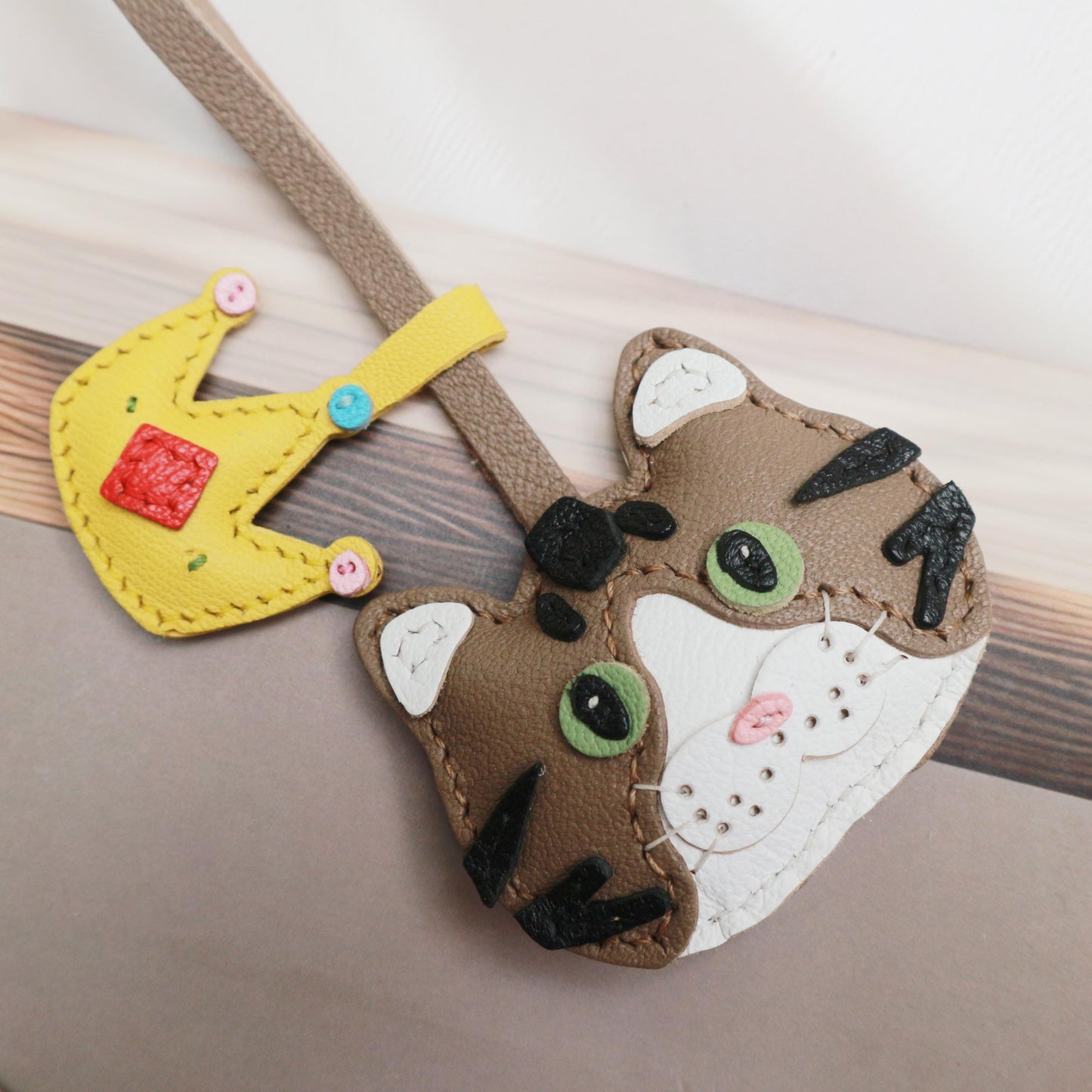 Custom Leather Cat Keychain ,leather bag charms,cute cat charm,Leather Handbag and Purse Charm, Personalised Handmade leather accessory gift