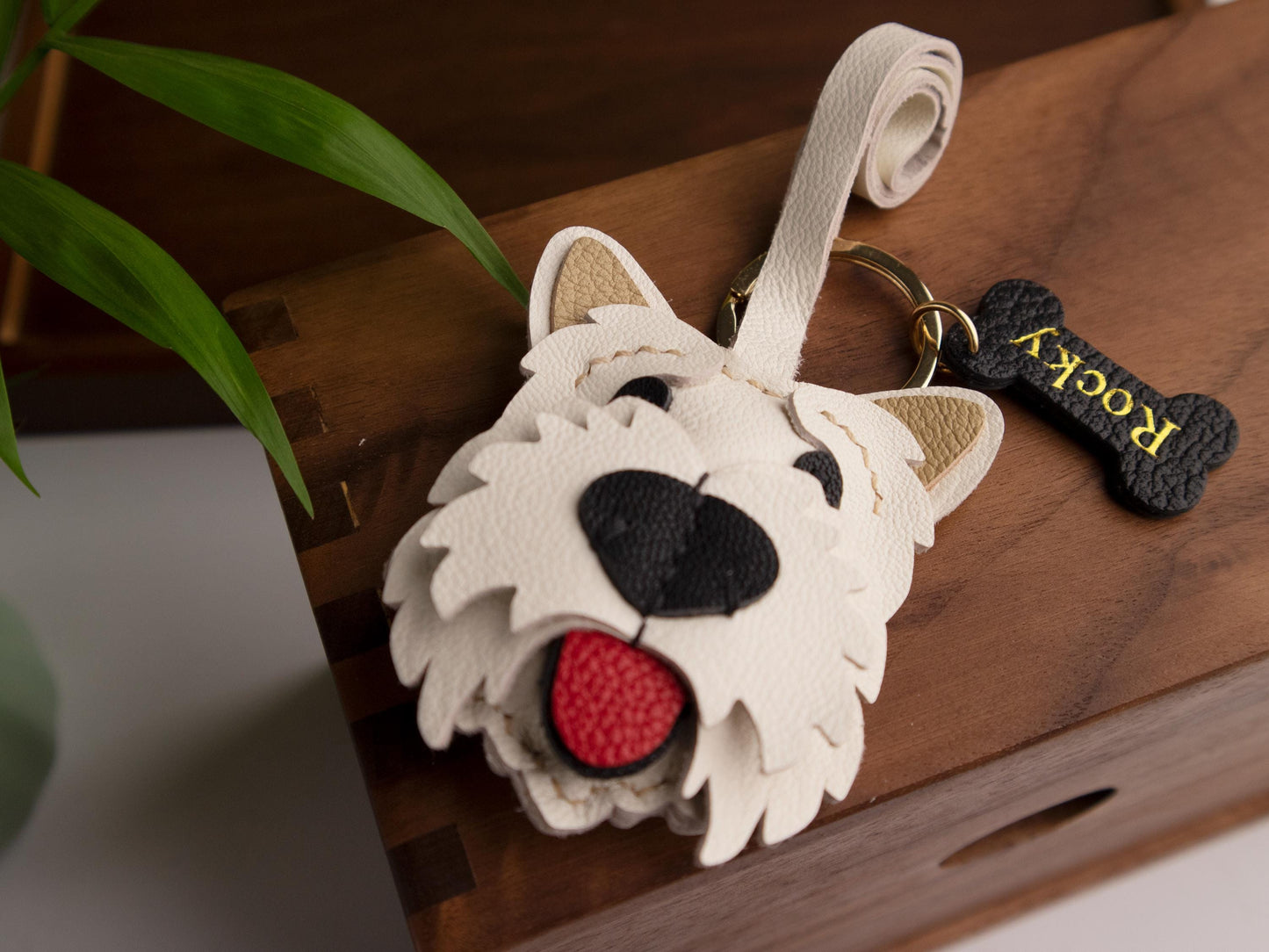 Westie Leather Bag Charm,Handmade Bag Charm,cute puppy dog keychain gift idea friend family pet accessary, Leather Handbag/ Purse Charm