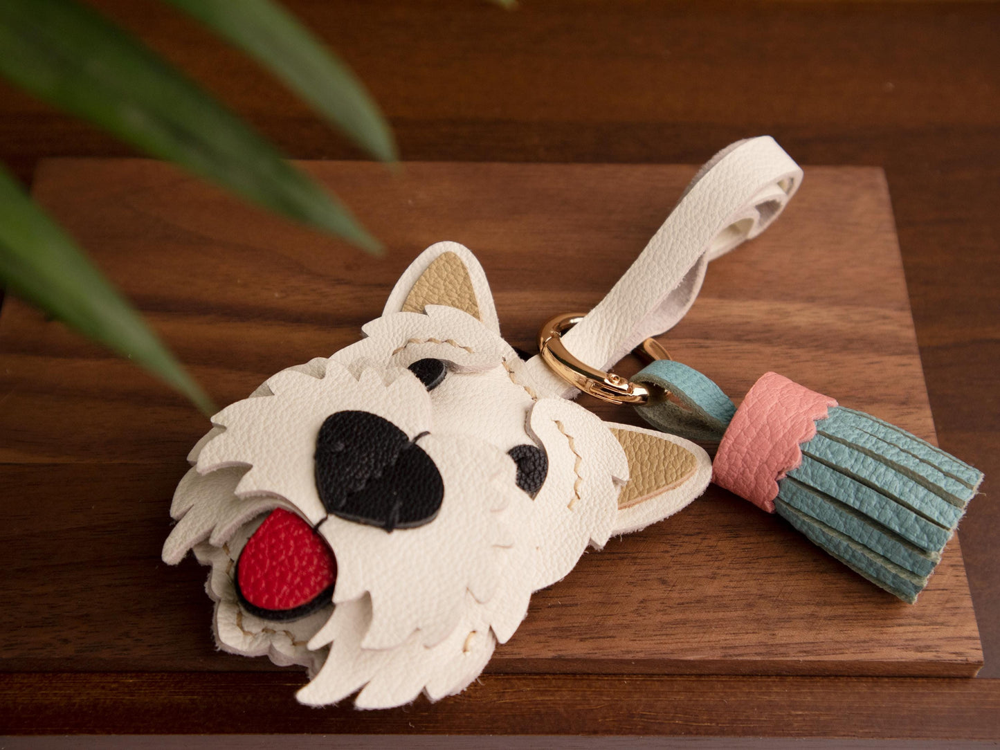 Westie Leather Bag Charm,Handmade Bag Charm,cute puppy dog keychain gift idea friend family pet accessary, Leather Handbag/ Purse Charm