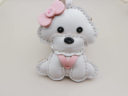 Personalized custom pets dog,Leather Bag Charm, Bichon frise Charm,Handbag and Purse Charm,dog Keychain,pets birthday Gift,dog mon gifts