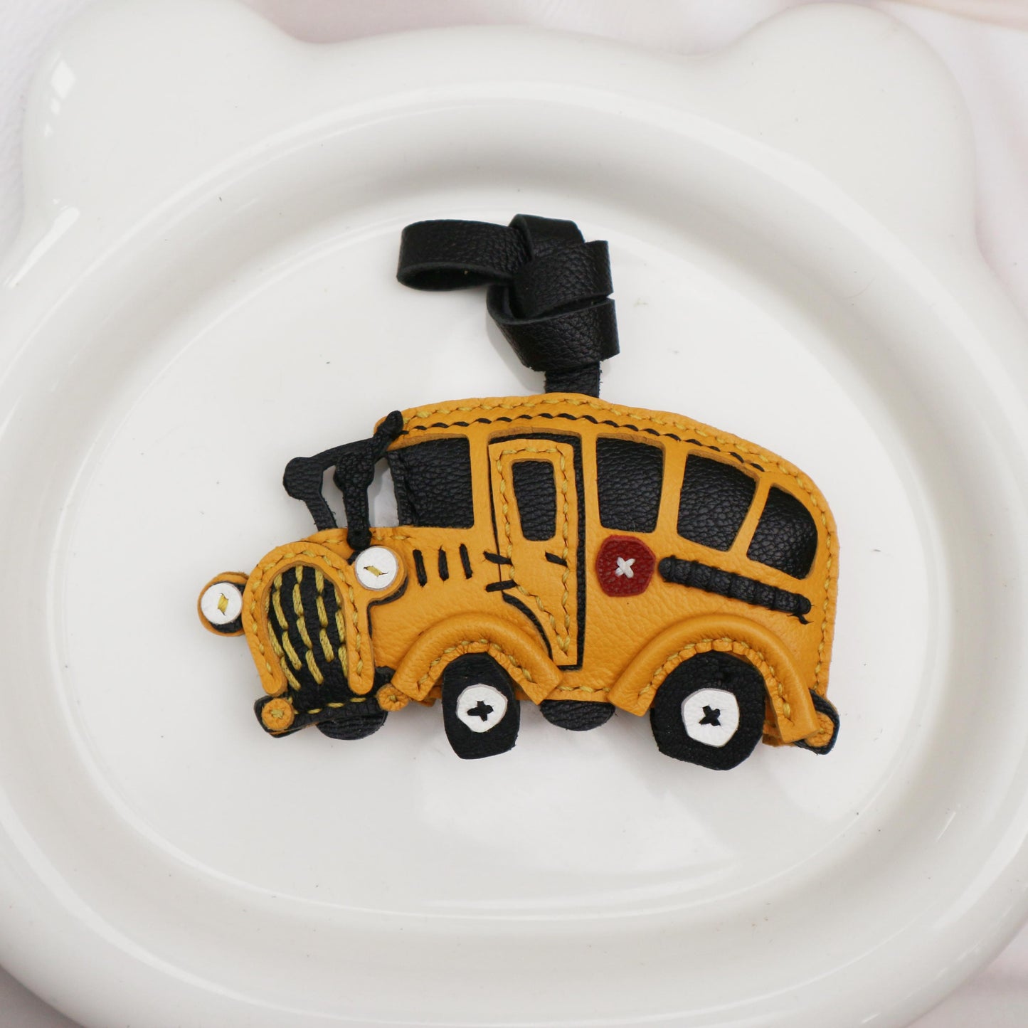 Handmade Bus Leather charm,unique bag charm,cute School Bus chain,Car Ornament Handbag Purse Charm Leather Fashion Accessory,christmas gift