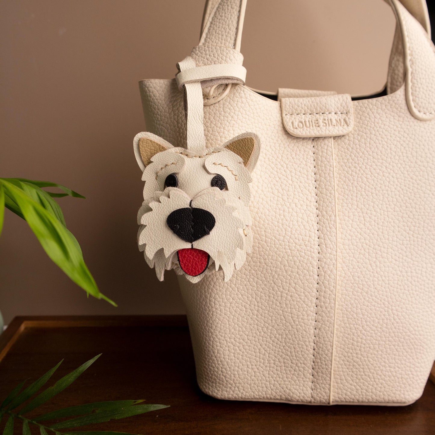 Westie Leather Bag Charm,Handmade Bag Charm,cute puppy dog keychain gift idea friend family pet accessary, Leather Handbag/ Purse Charm