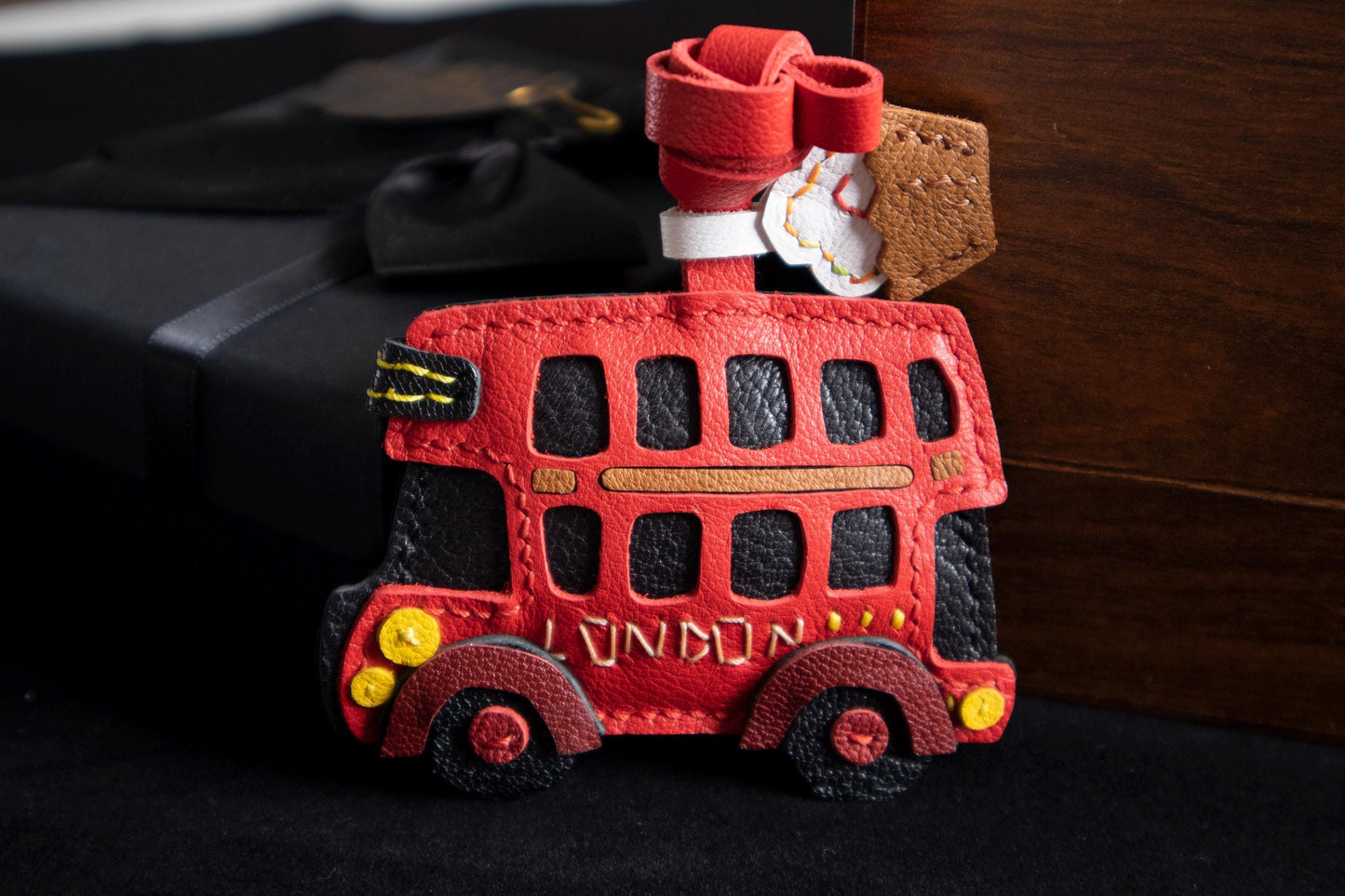 Small Bus Leather charm,Leather  Bag Charm,Handmade London Bus Bag Charm, Leather Handbag and Purse Charm,Unique Bus Keychain