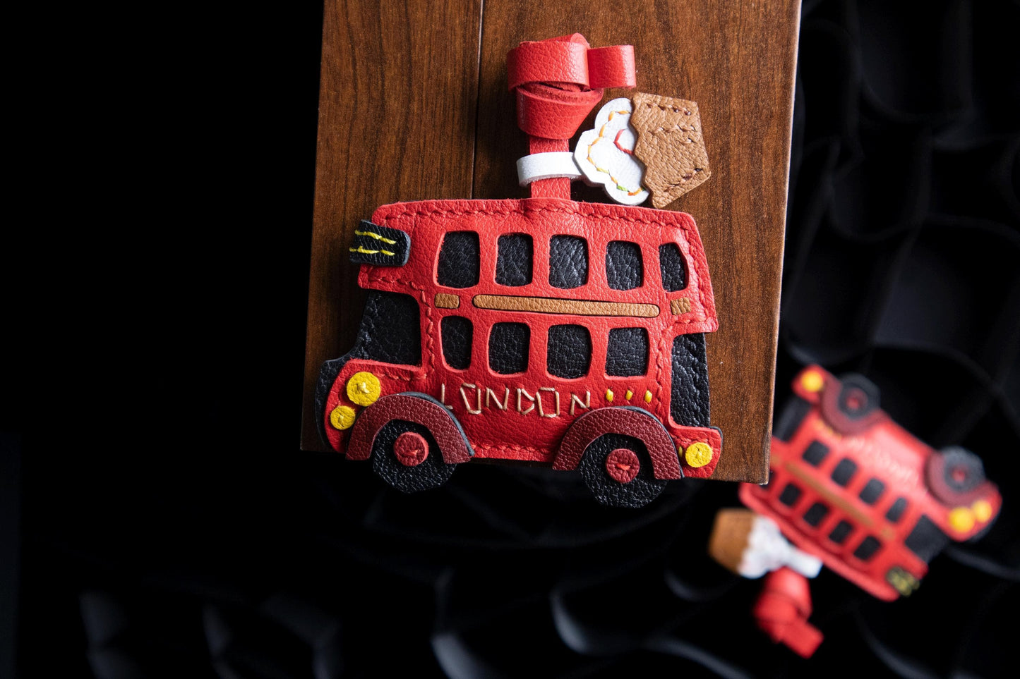 Small Bus Leather charm,Leather  Bag Charm,Handmade London Bus Bag Charm, Leather Handbag and Purse Charm,Unique Bus Keychain