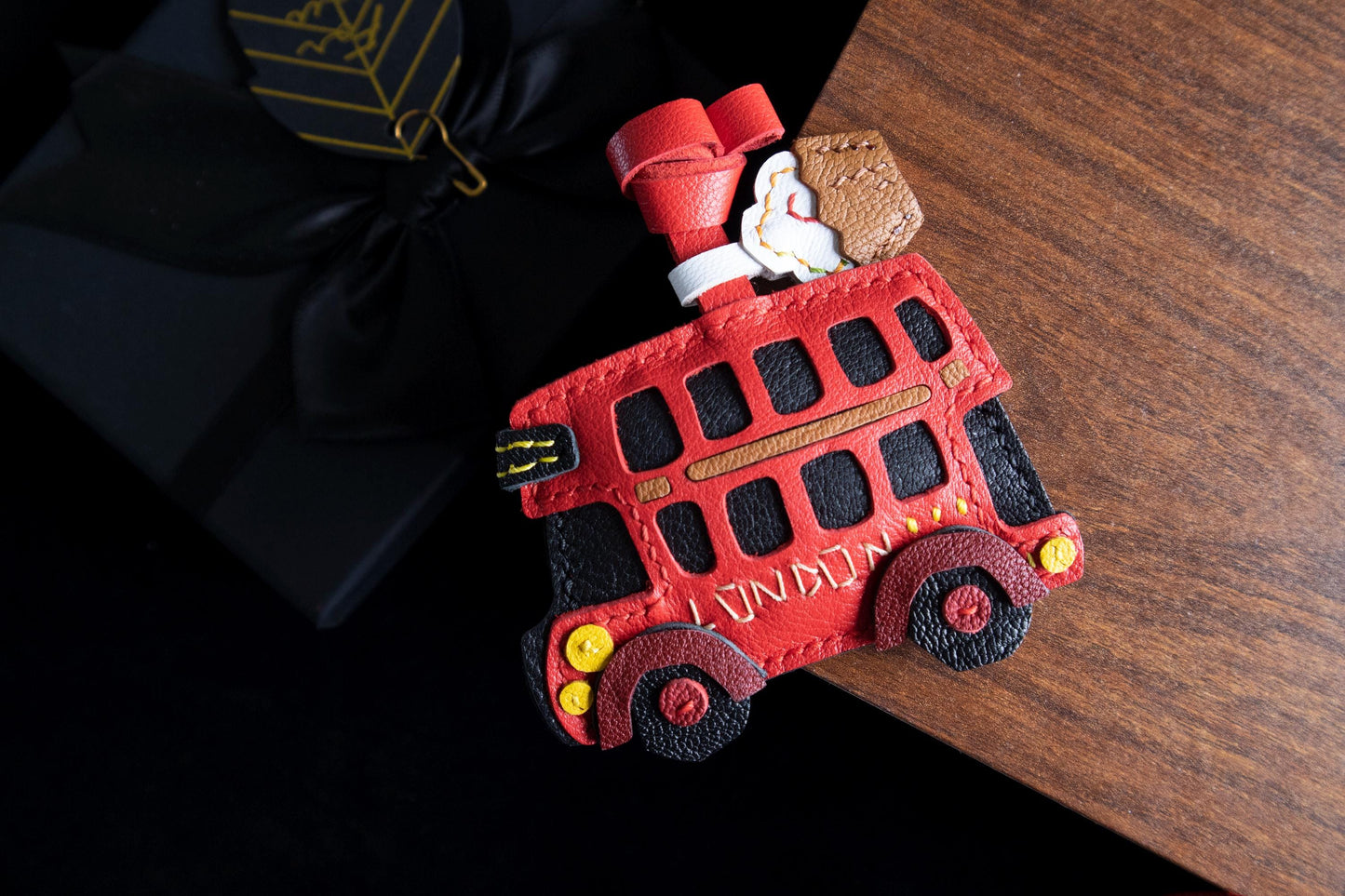 Small Bus Leather charm,Leather  Bag Charm,Handmade London Bus Bag Charm, Leather Handbag and Purse Charm,Unique Bus Keychain