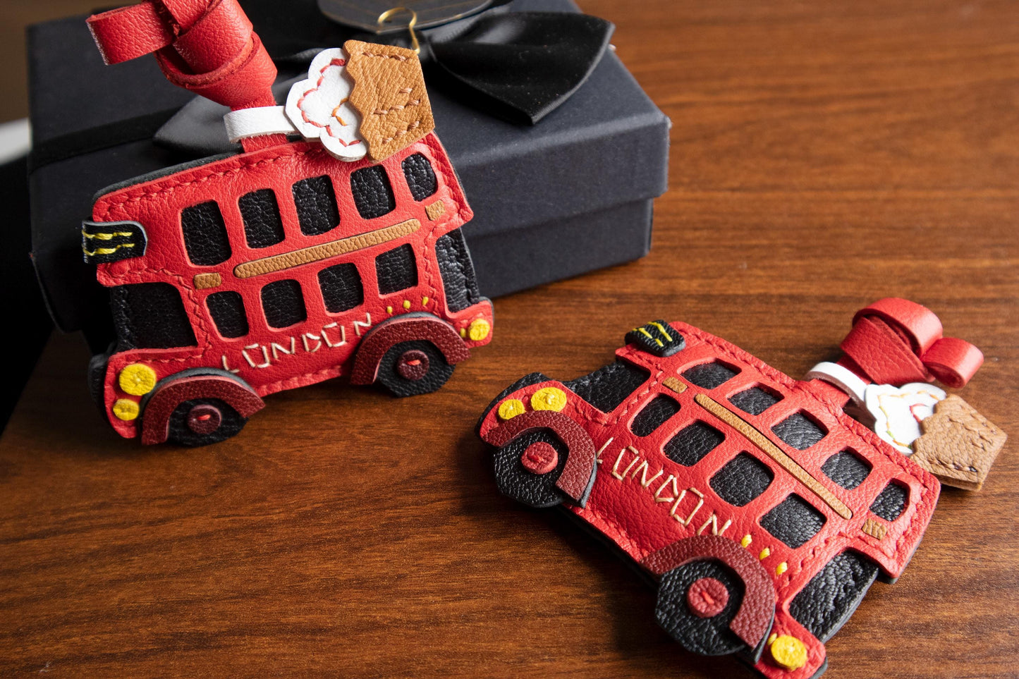Small Bus Leather charm,Leather  Bag Charm,Handmade London Bus Bag Charm, Leather Handbag and Purse Charm,Unique Bus Keychain