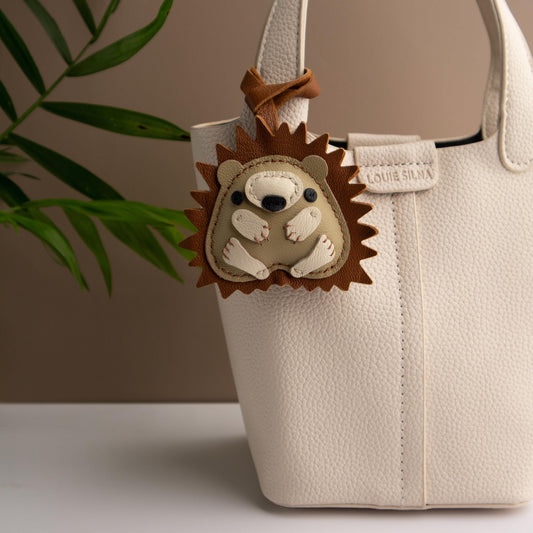 Handmade Leather Hedgehog Charm,Leather Bag Charm, Cute Hedgehog Leather Purse Charm, Hedgehog Keychain, Leather Gift, Bag Charm for Handbag