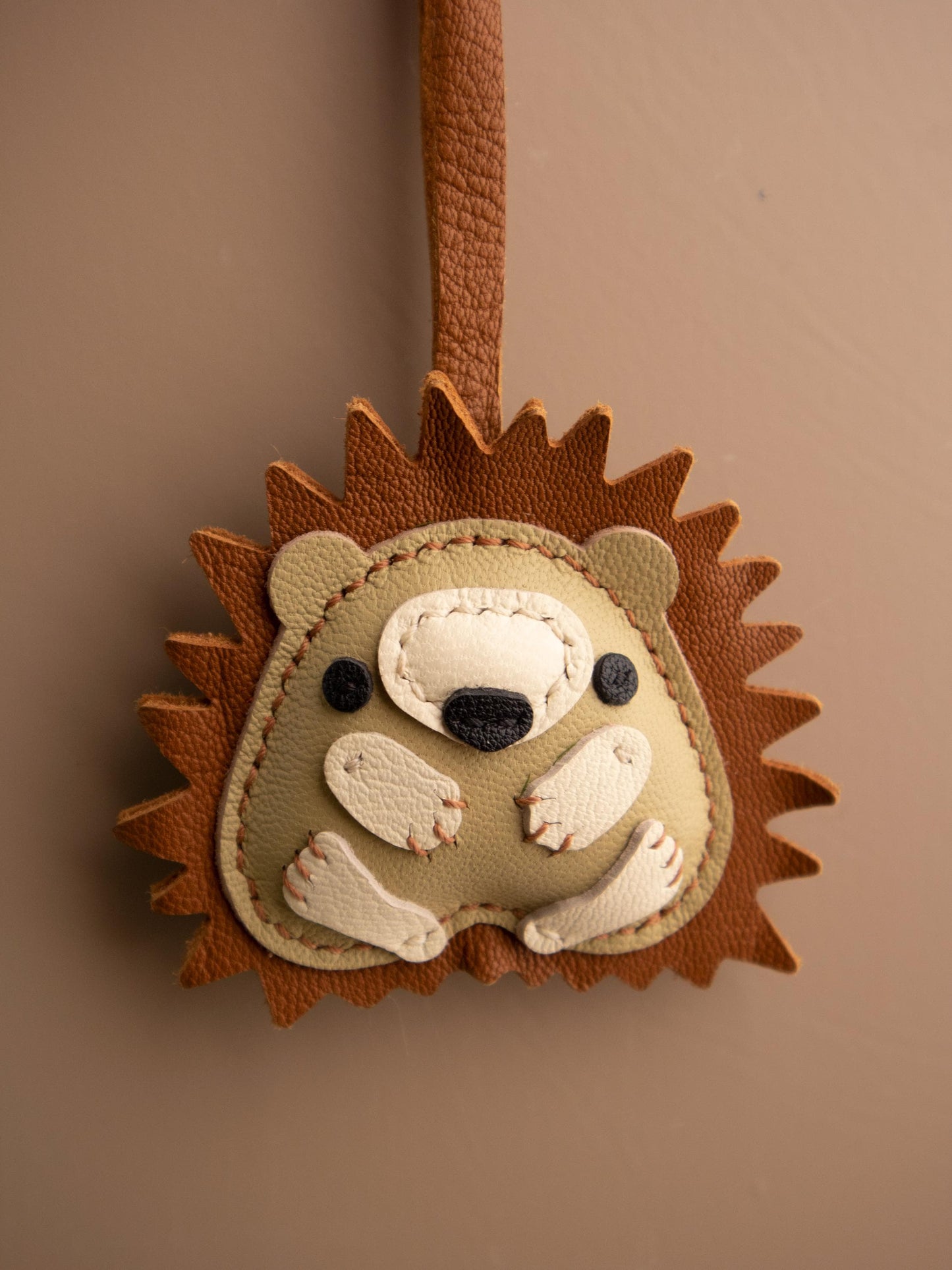 Handmade Leather Hedgehog Charm,Leather Bag Charm, Cute Hedgehog Leather Purse Charm, Hedgehog Keychain, Leather Gift, Bag Charm for Handbag