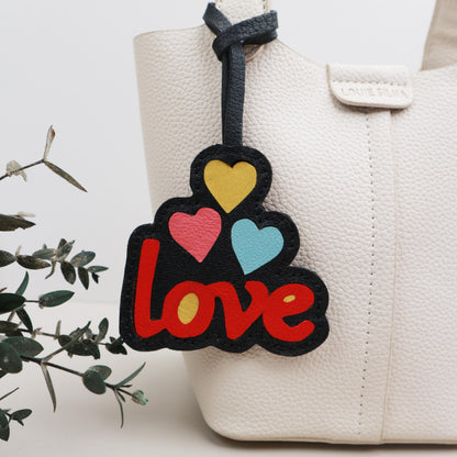 Leather Love bag Charm, Handmade Leather heart Bag Charm, Leather Handbag & Purse Charm, Love  heart Keychain,leather accessory gift