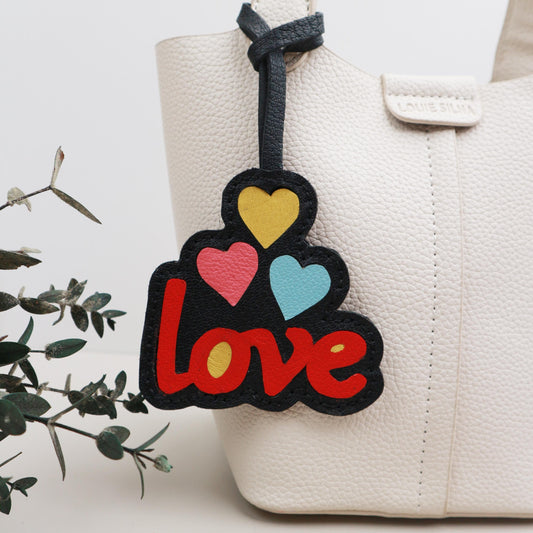 Leather Love bag Charm, Handmade Leather heart Bag Charm, Leather Handbag & Purse Charm, Love  heart Keychain,leather accessory gift