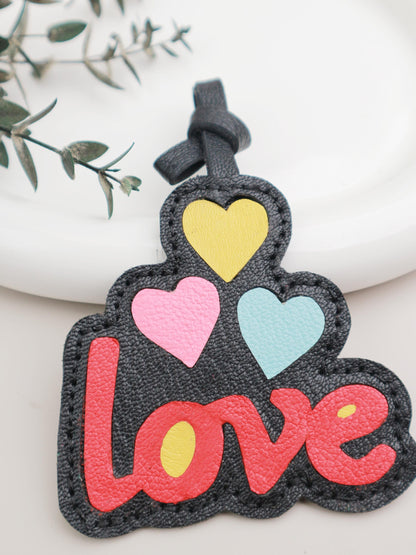 Leather Love bag Charm, Handmade Leather heart Bag Charm, Leather Handbag & Purse Charm, Love  heart Keychain,leather accessory gift
