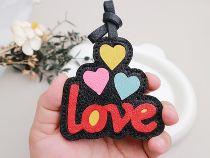 Leather Love bag Charm, Handmade Leather heart Bag Charm, Leather Handbag & Purse Charm, Love  heart Keychain,leather accessory gift