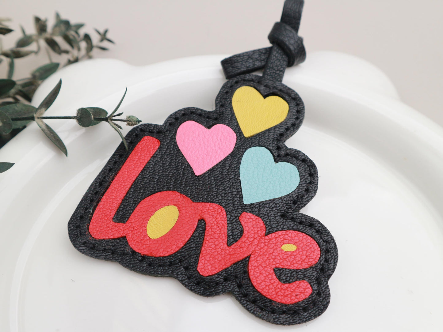 Leather Love bag Charm, Handmade Leather heart Bag Charm, Leather Handbag & Purse Charm, Love  heart Keychain,leather accessory gift