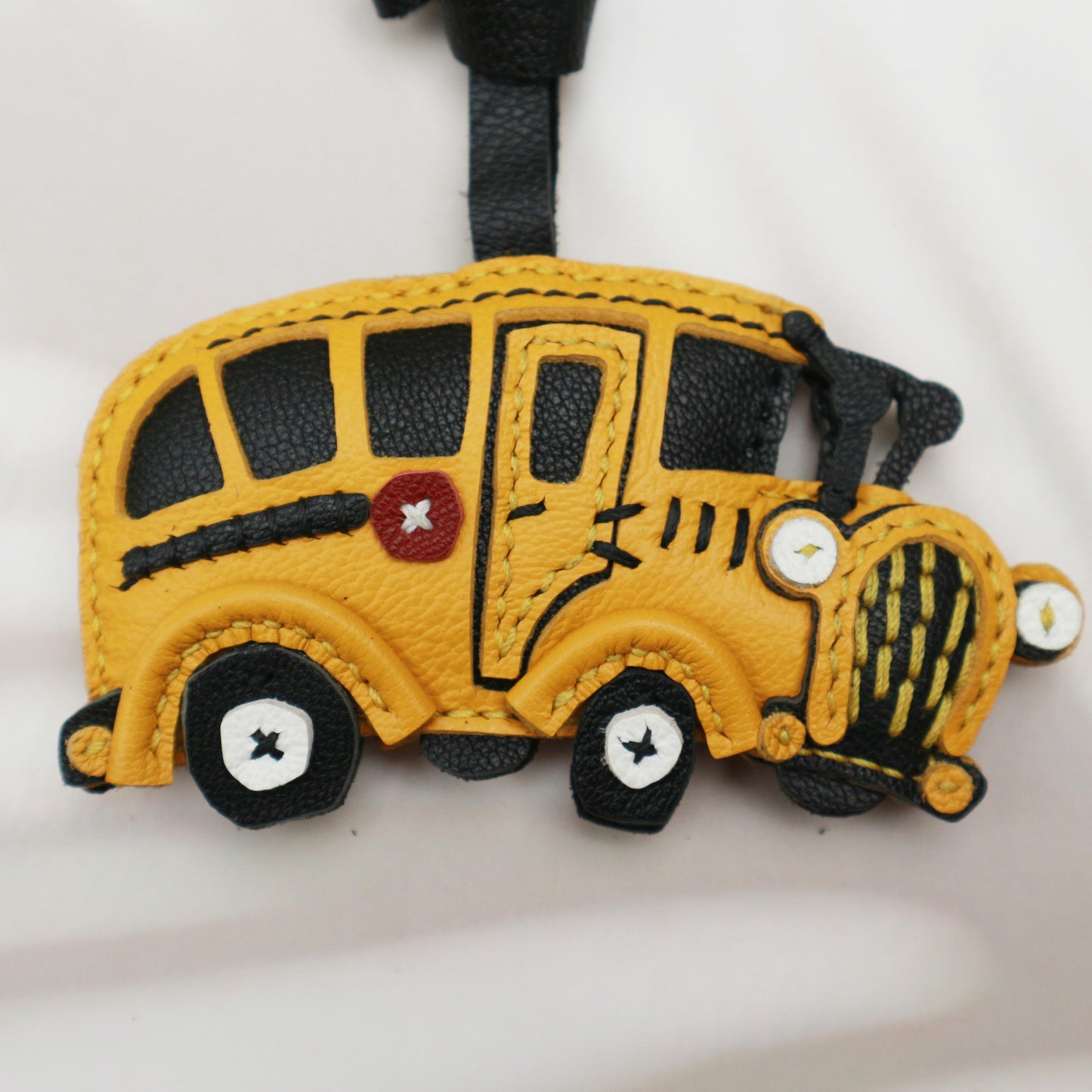 Handmade Bus Leather charm,unique bag charm,cute School Bus chain,Car Ornament Handbag Purse Charm Leather Fashion Accessory,christmas gift