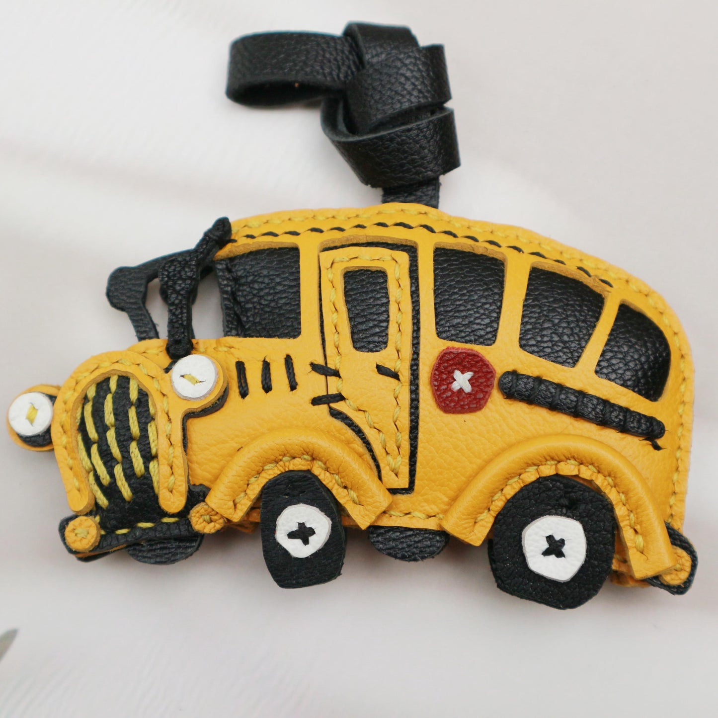 Handmade Bus Leather charm,unique bag charm,cute School Bus chain,Car Ornament Handbag Purse Charm Leather Fashion Accessory,christmas gift
