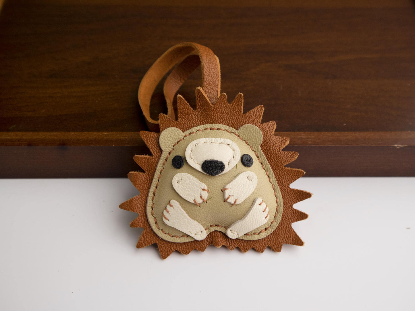 Handmade Leather Hedgehog Charm,Leather Bag Charm, Cute Hedgehog Leather Purse Charm, Hedgehog Keychain, Leather Gift, Bag Charm for Handbag
