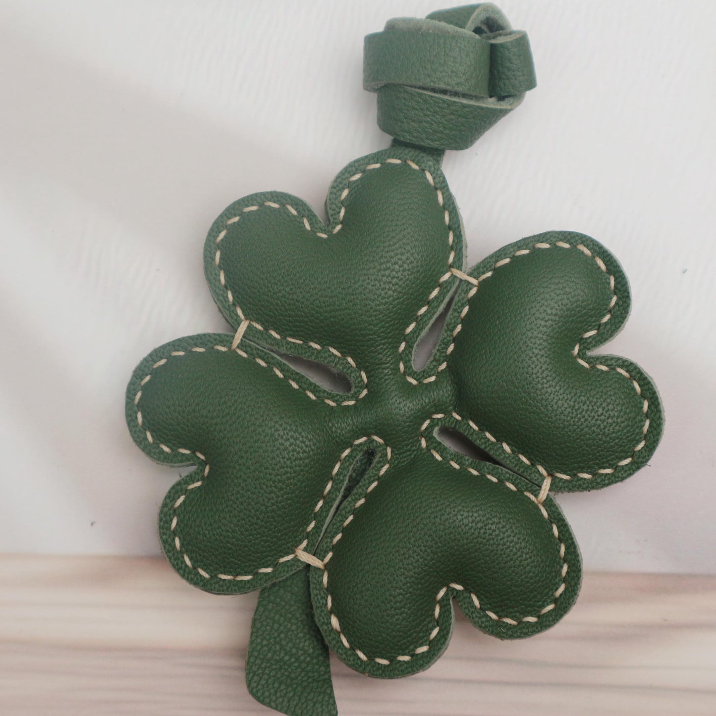 Leather Four Leaf Clover  Charm, Handmade Leather Clover Bag Charm, Leather Handbag & Purse Charm, Clover Keychain,Plant Lover Gift Ideas