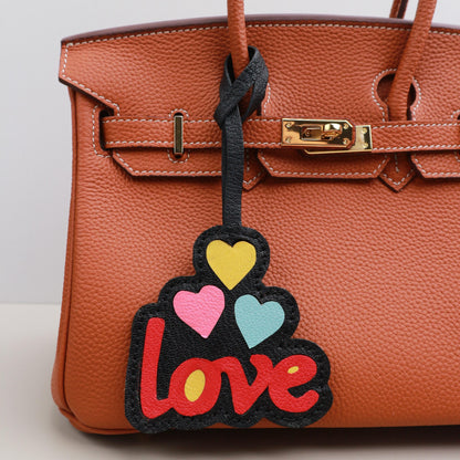 Leather Love bag Charm, Handmade Leather heart Bag Charm, Leather Handbag & Purse Charm, Love  heart Keychain,leather accessory gift