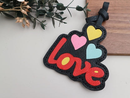 Leather Love bag Charm, Handmade Leather heart Bag Charm, Leather Handbag & Purse Charm, Love  heart Keychain,leather accessory gift