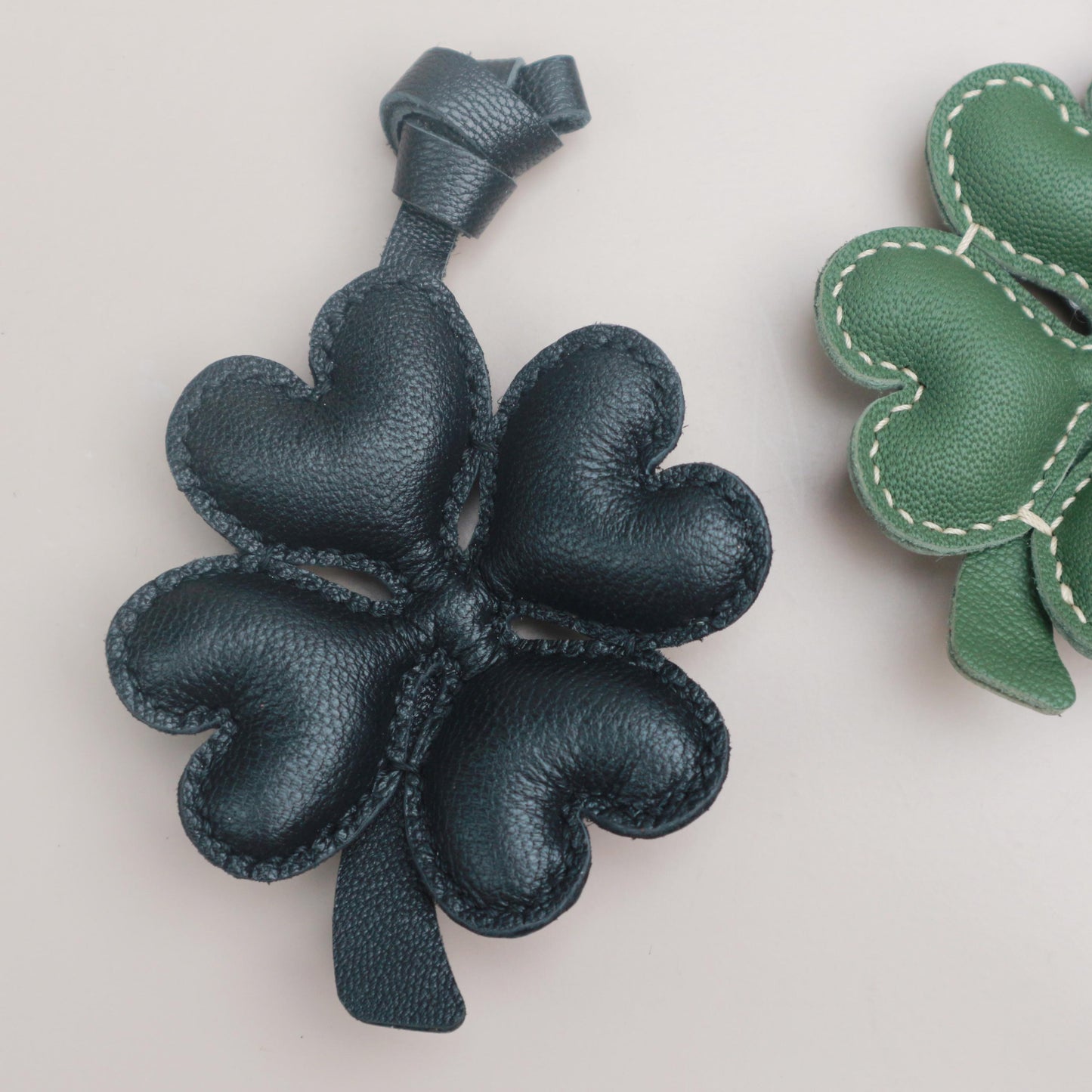 Leather Four Leaf Clover  Charm, Handmade Leather Clover Bag Charm, Leather Handbag & Purse Charm, Clover Keychain,Plant Lover Gift Ideas
