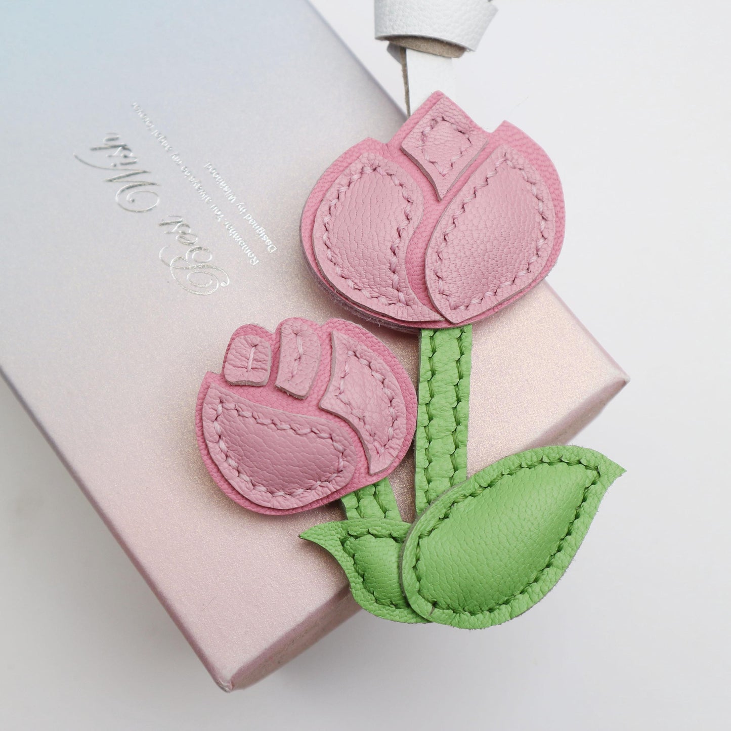 Leather Multi-Headed pink Rose Charm,Flower Keychain,Leather Flower Charm,Handmade Floral Charm, Cute Flower Leather Handbag/ Purse Charm