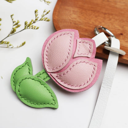 Leather Multi-Headed pink Rose Charm,Flower Keychain,Leather Flower Charm,Handmade Floral Charm, Cute Flower Leather Handbag/ Purse Charm