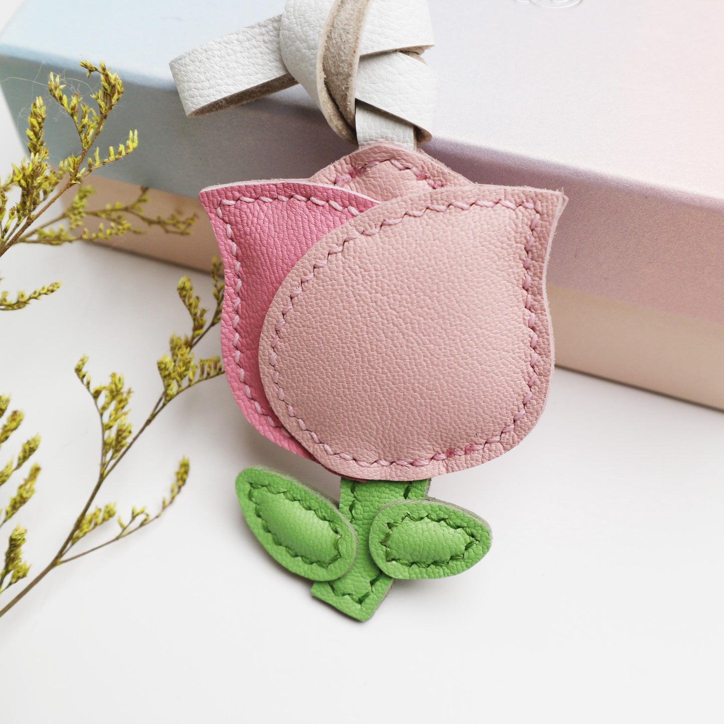 Leather Multi-Headed pink Rose Charm,Flower Keychain,Leather Flower Charm,Handmade Floral Charm, Cute Flower Leather Handbag/ Purse Charm