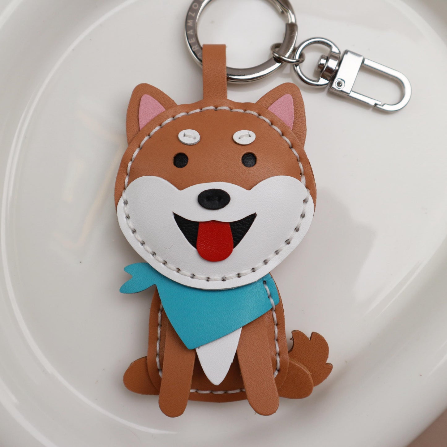 Shiba Inu Leather Bag Charm,Dog Keyring,Handmade Cute Leather Keyring, Dog Charm, Pet Lover Gift, Unique Handmade Charm,animal keychain