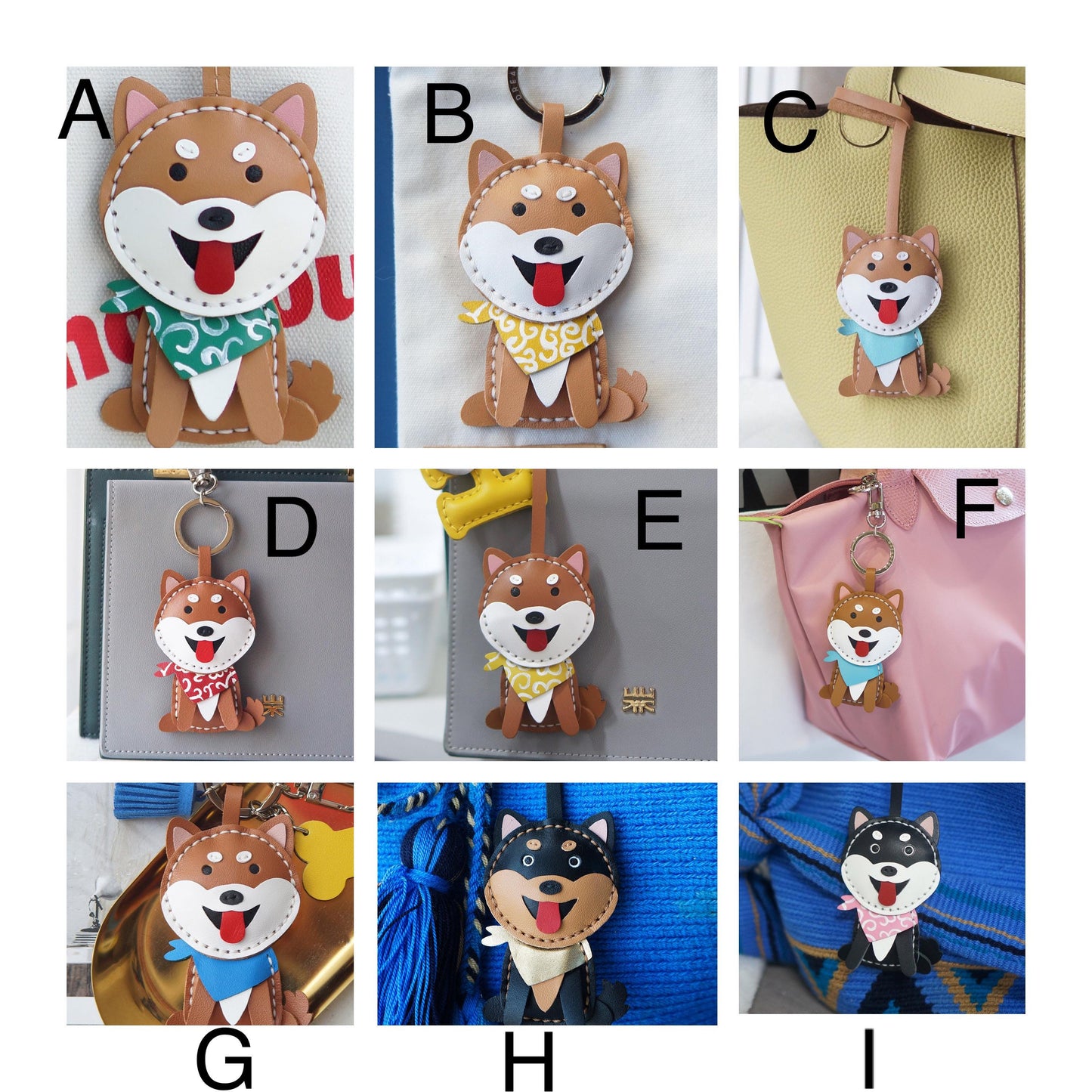 Shiba Inu Leather Bag Charm,Dog Keyring,Handmade Cute Leather Keyring, Dog Charm, Pet Lover Gift, Unique Handmade Charm,animal keychain