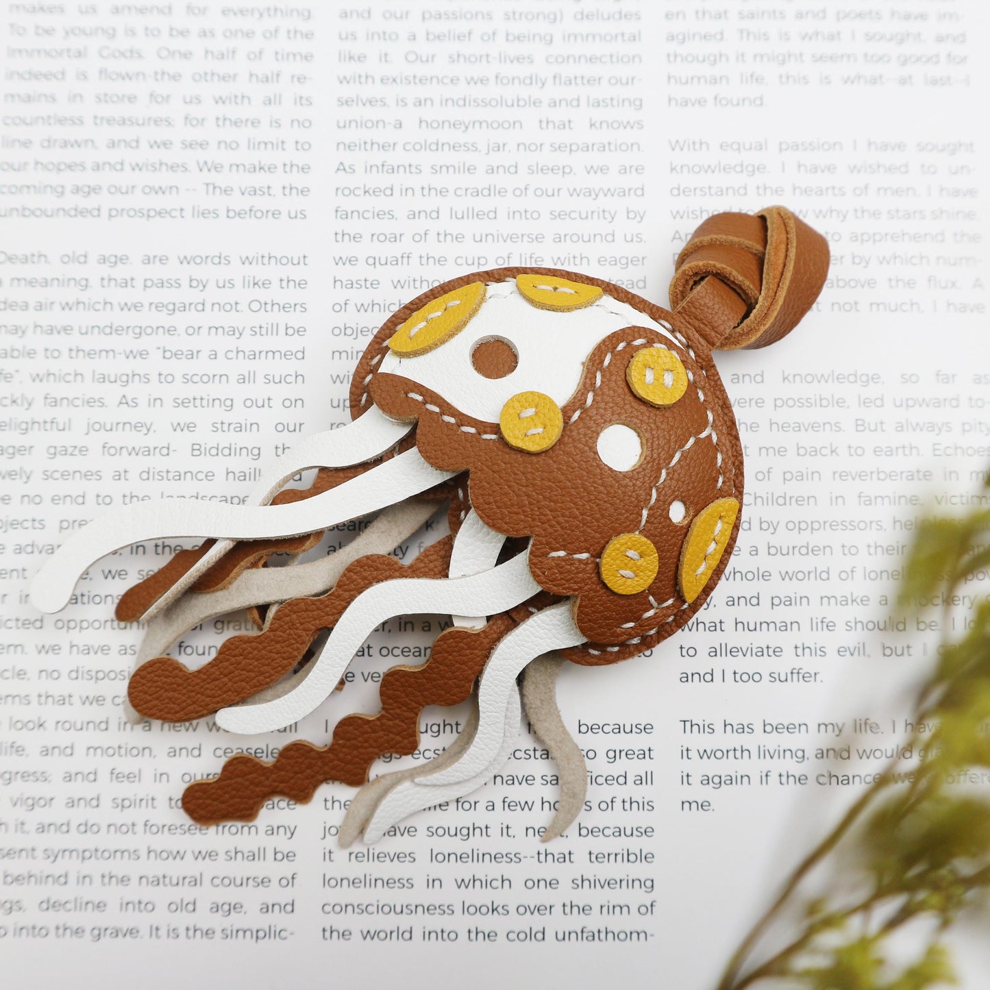 Leather JELLYFISH Bag Charm, Sea Collection Keychain,Purse Charm keychain, Car Hanging Accessories, Aquatic Gift for Aquarium lover Charm