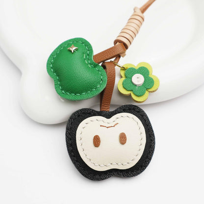 Handmade Leather Apple bag charm, Leather bag charm,Cute Apple Keychain,Apple Fruit bag charm, unique bag charm, keychain gift