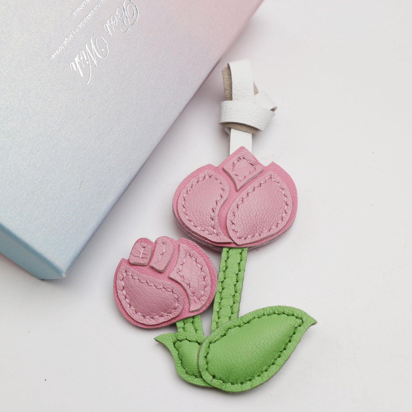 Leather Multi-Headed pink Rose Charm,Flower Keychain,Leather Flower Charm,Handmade Floral Charm, Cute Flower Leather Handbag/ Purse Charm