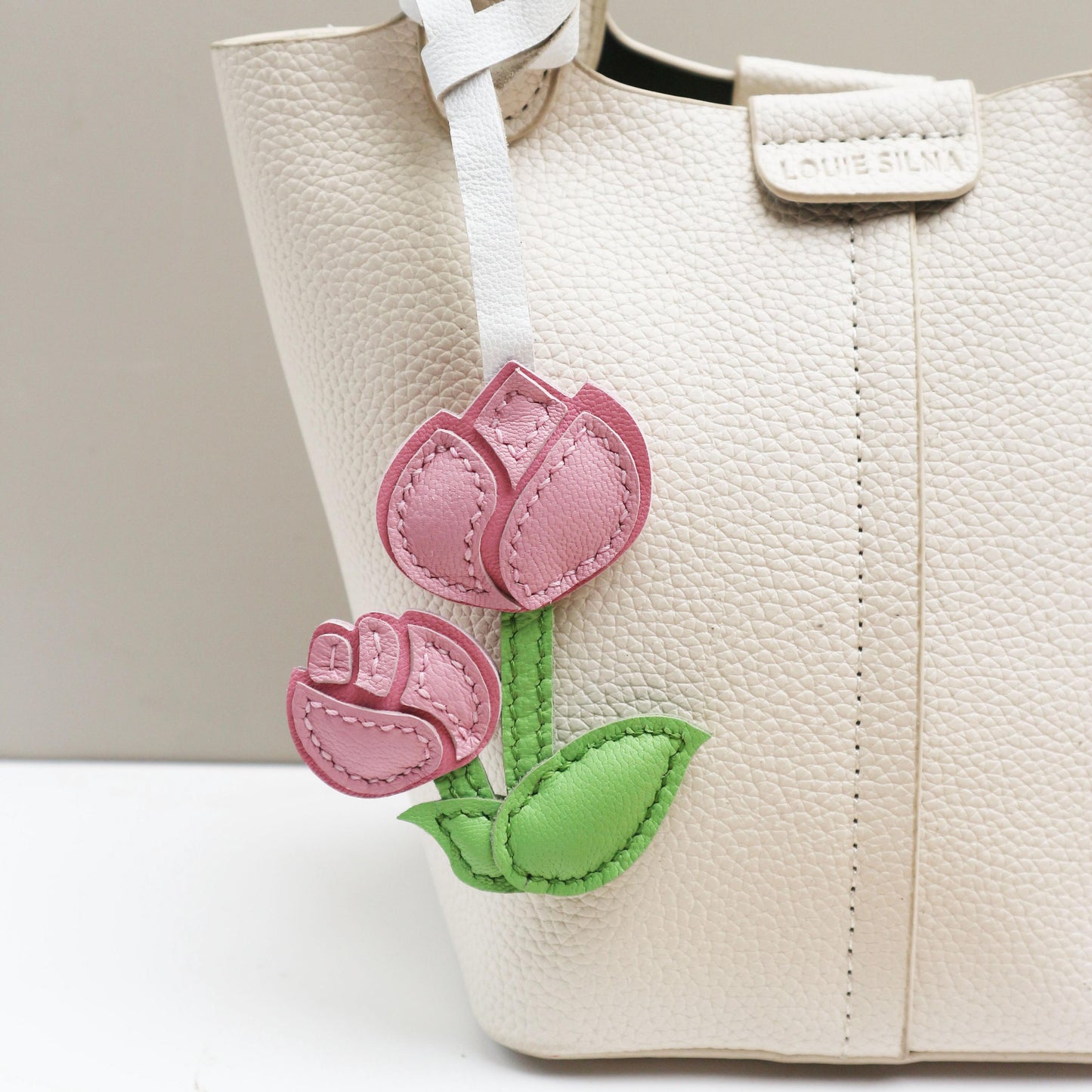 Leather Multi-Headed pink Rose Charm,Flower Keychain,Leather Flower Charm,Handmade Floral Charm, Cute Flower Leather Handbag/ Purse Charm