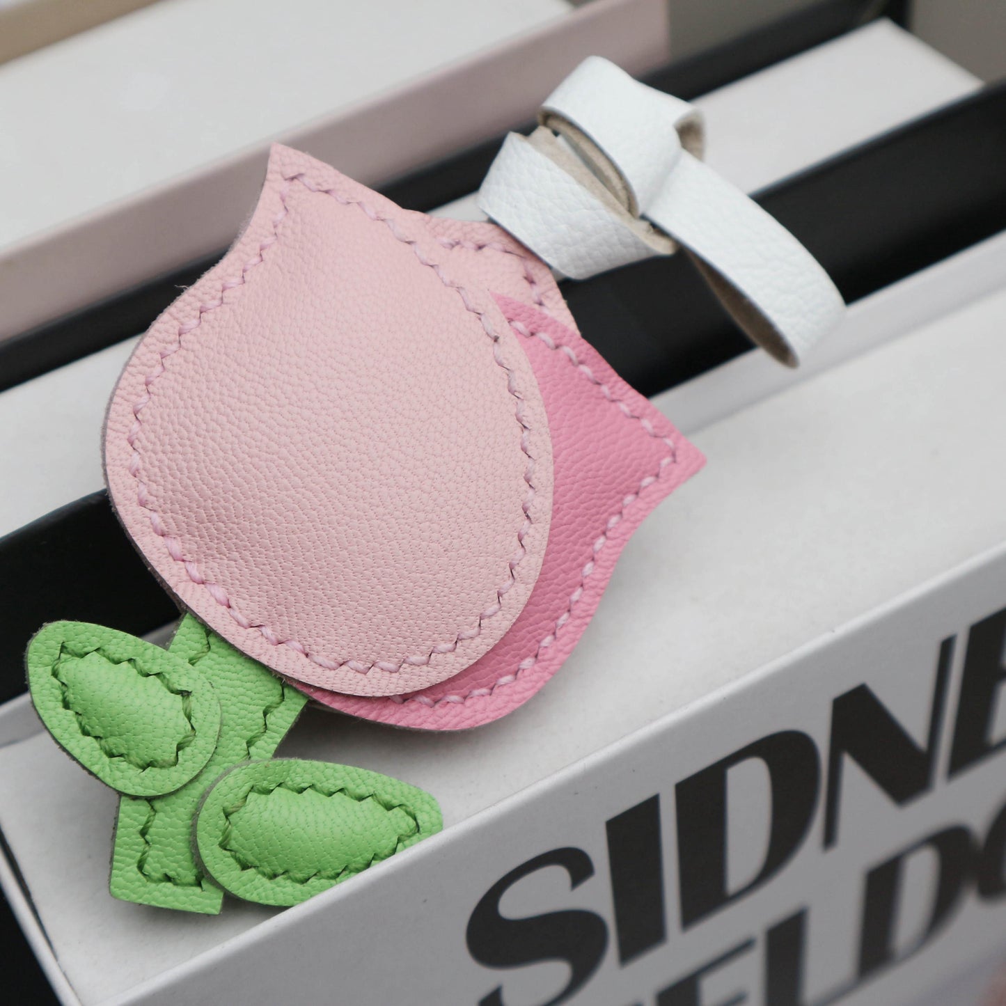 Leather Multi-Headed pink Rose Charm,Flower Keychain,Leather Flower Charm,Handmade Floral Charm, Cute Flower Leather Handbag/ Purse Charm