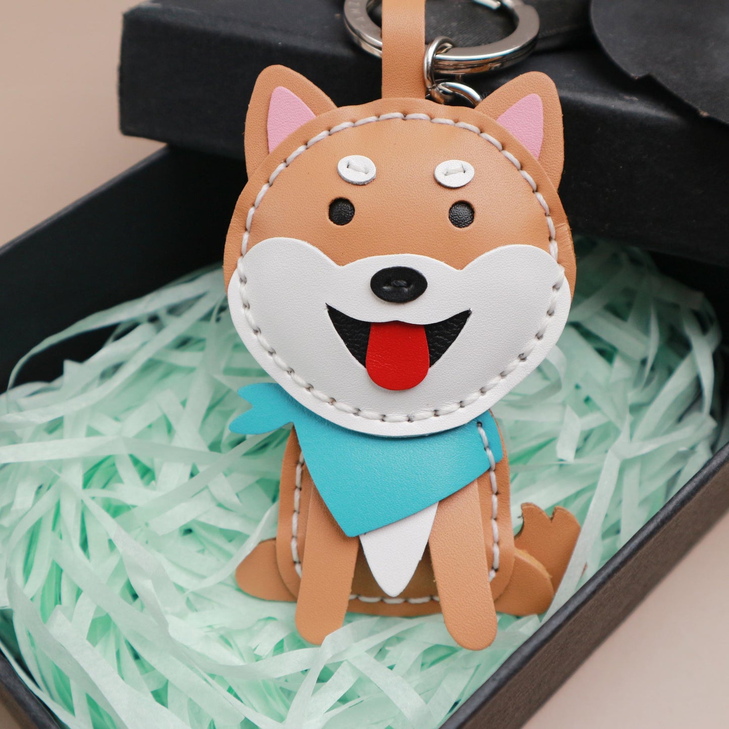 Shiba Inu Leather Bag Charm,Dog Keyring,Handmade Cute Leather Keyring, Dog Charm, Pet Lover Gift, Unique Handmade Charm,animal keychain