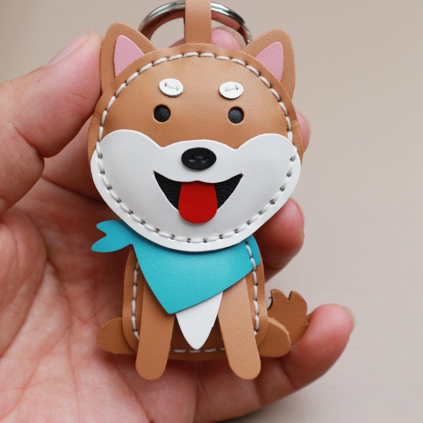 Shiba Inu Leather Bag Charm,Dog Keyring,Handmade Cute Leather Keyring, Dog Charm, Pet Lover Gift, Unique Handmade Charm,animal keychain