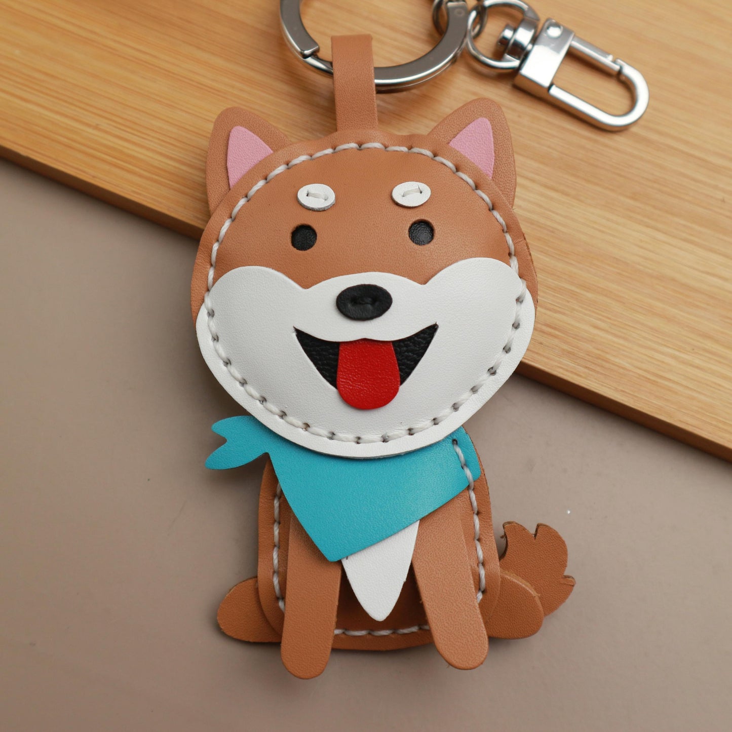 Shiba Inu Leather Bag Charm,Dog Keyring,Handmade Cute Leather Keyring, Dog Charm, Pet Lover Gift, Unique Handmade Charm,animal keychain