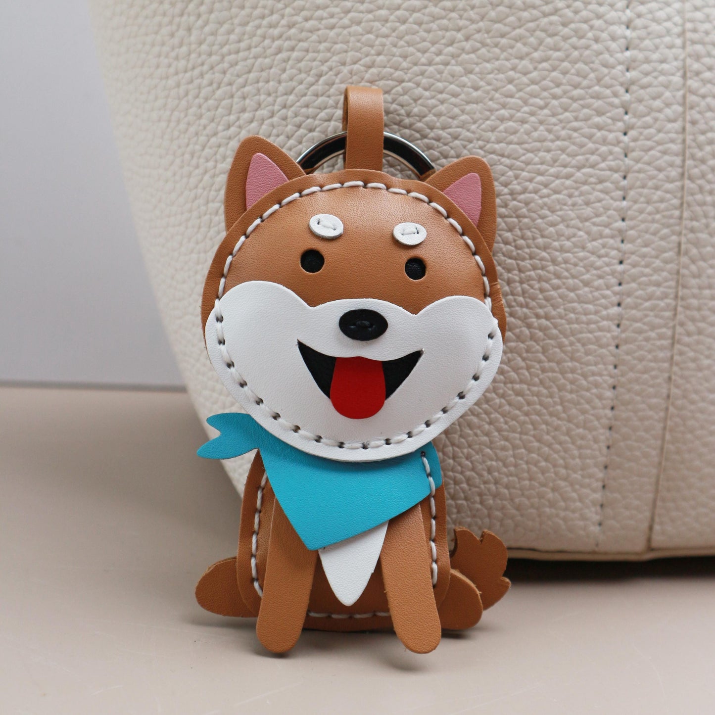 Shiba Inu Leather Bag Charm,Dog Keyring,Handmade Cute Leather Keyring, Dog Charm, Pet Lover Gift, Unique Handmade Charm,animal keychain