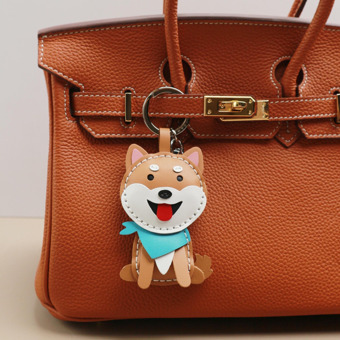 Shiba Inu Leather Bag Charm,Dog Keyring,Handmade Cute Leather Keyring, Dog Charm, Pet Lover Gift, Unique Handmade Charm,animal keychain