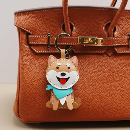 Shiba Inu Leather Bag Charm,Dog Keyring,Handmade Cute Leather Keyring, Dog Charm, Pet Lover Gift, Unique Handmade Charm,animal keychain