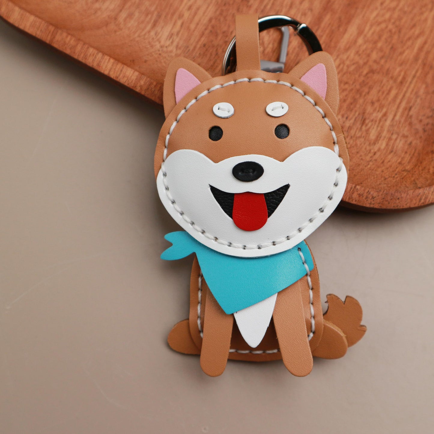 Shiba Inu Leather Bag Charm,Dog Keyring,Handmade Cute Leather Keyring, Dog Charm, Pet Lover Gift, Unique Handmade Charm,animal keychain