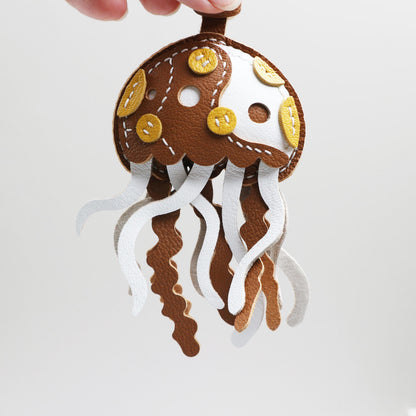 Leather JELLYFISH Bag Charm, Sea Collection Keychain,Purse Charm keychain, Car Hanging Accessories, Aquatic Gift for Aquarium lover Charm