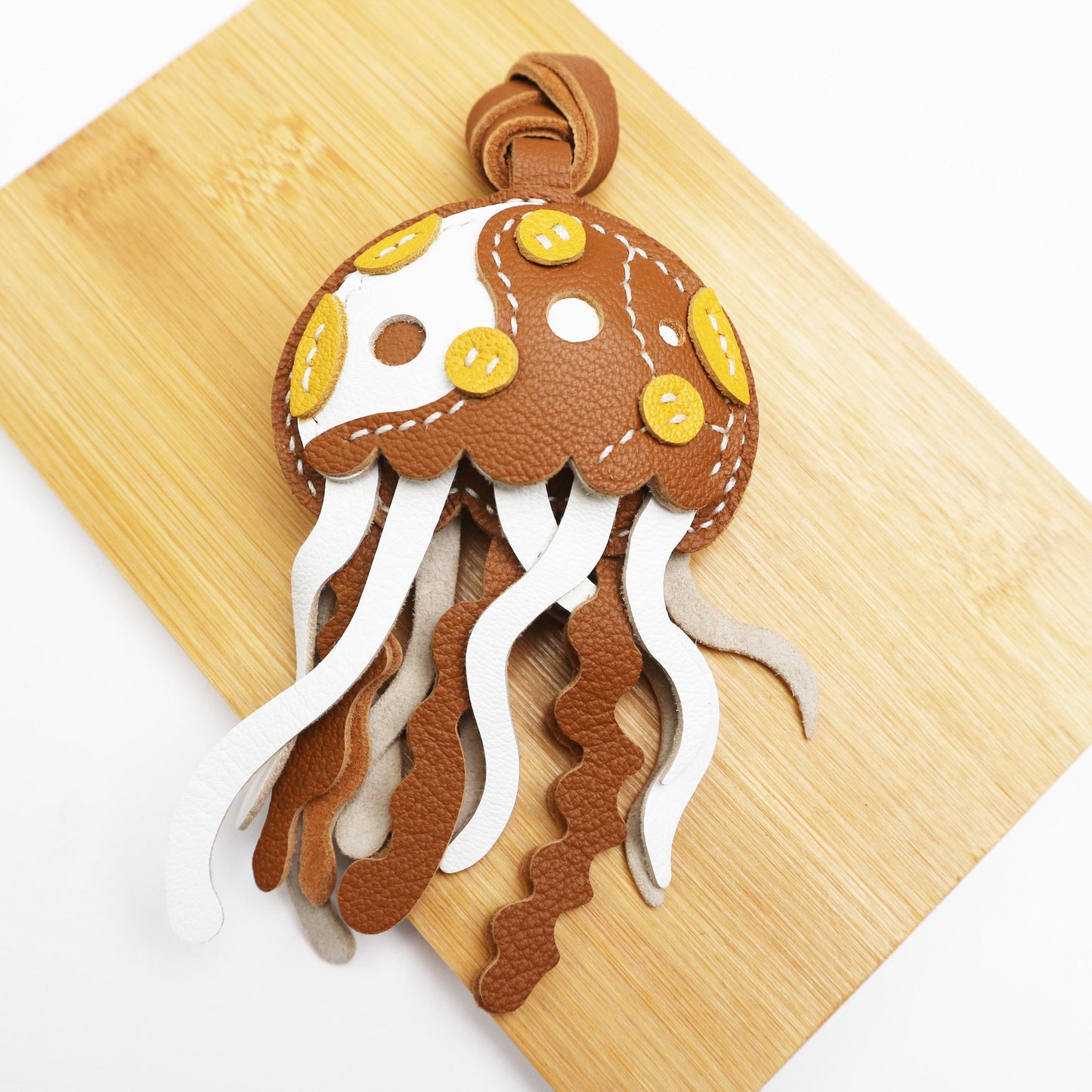 Leather JELLYFISH Bag Charm, Sea Collection Keychain,Purse Charm keychain, Car Hanging Accessories, Aquatic Gift for Aquarium lover Charm