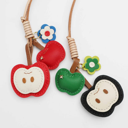 Handmade Leather Apple bag charm, Leather bag charm,Cute Apple Keychain,Apple Fruit bag charm, unique bag charm, keychain gift