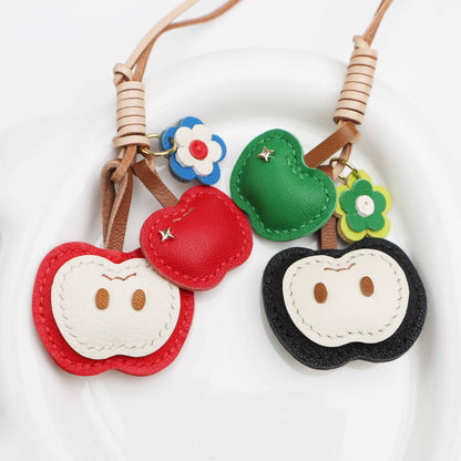 Handmade Leather Apple bag charm, Leather bag charm,Cute Apple Keychain,Apple Fruit bag charm, unique bag charm, keychain gift