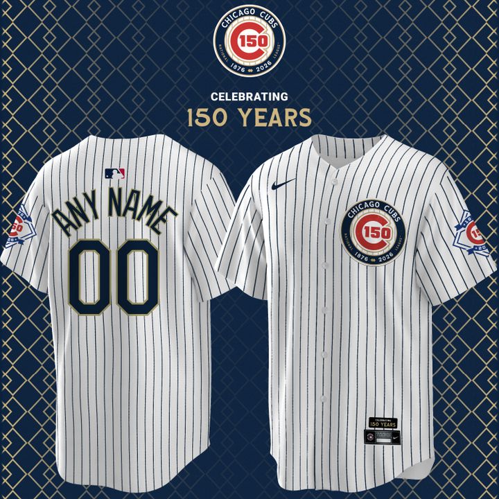 Chicago Cubs Nike White 150th Anniversary Limited Custom Jersey