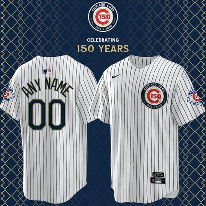 Chicago Cubs Nike White 150th Anniversary Limited Custom Jersey
