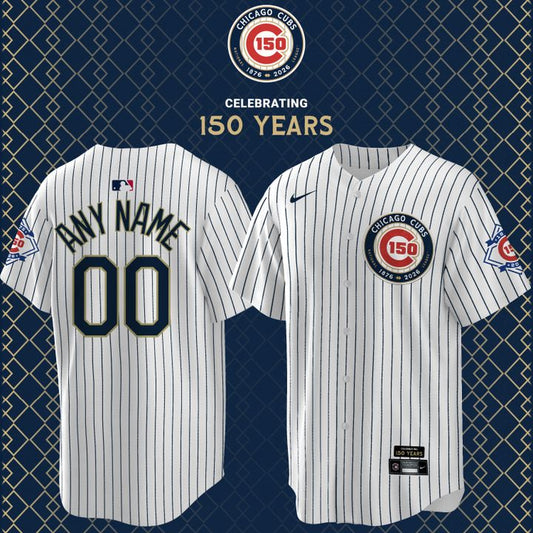 Chicago Cubs Nike White 150th Anniversary Limited Custom Jersey