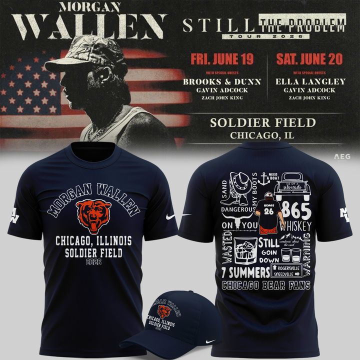 1.Exclusive Version 2026 Chicago Bears x Morgan Wallen Tshirt